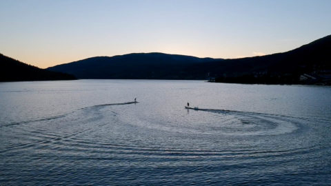Sunset åre jetboarding on the lake åre sjön